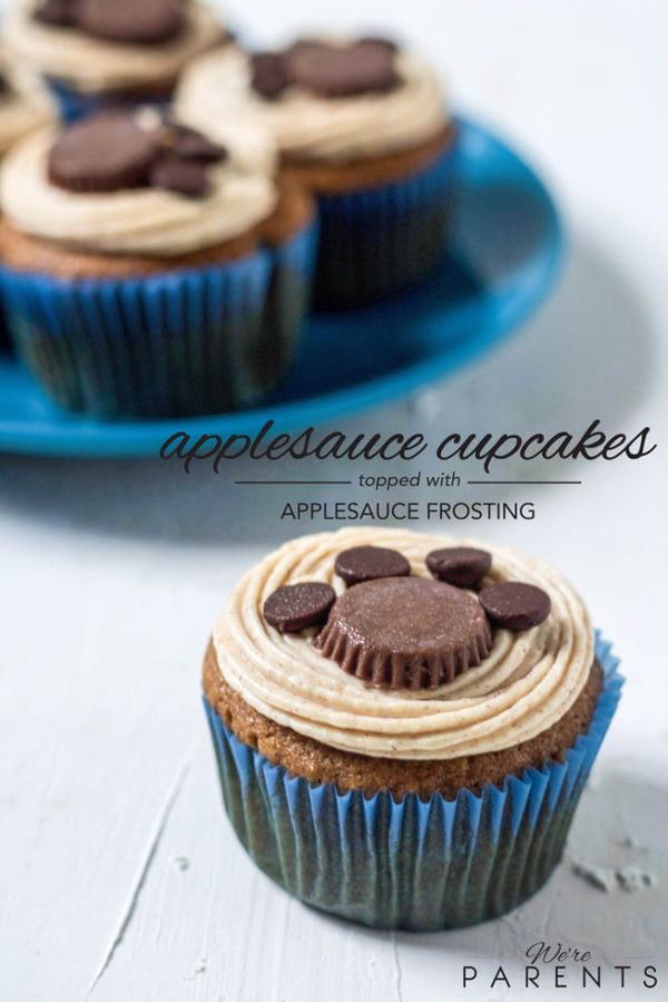 Paw Print Cupcakes (Applesauce Cupcakes with Applesauce Frosting