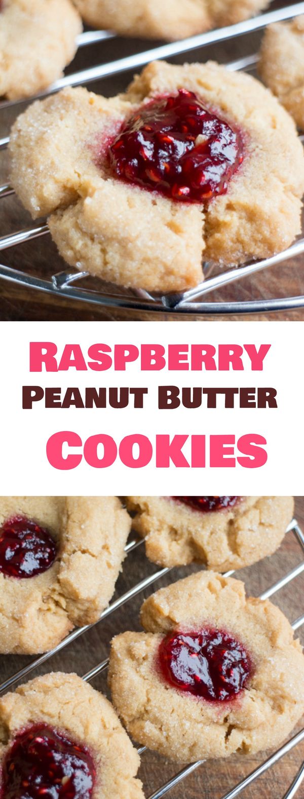 Peanut Butter Blossom Cookies with Raspberry Jam