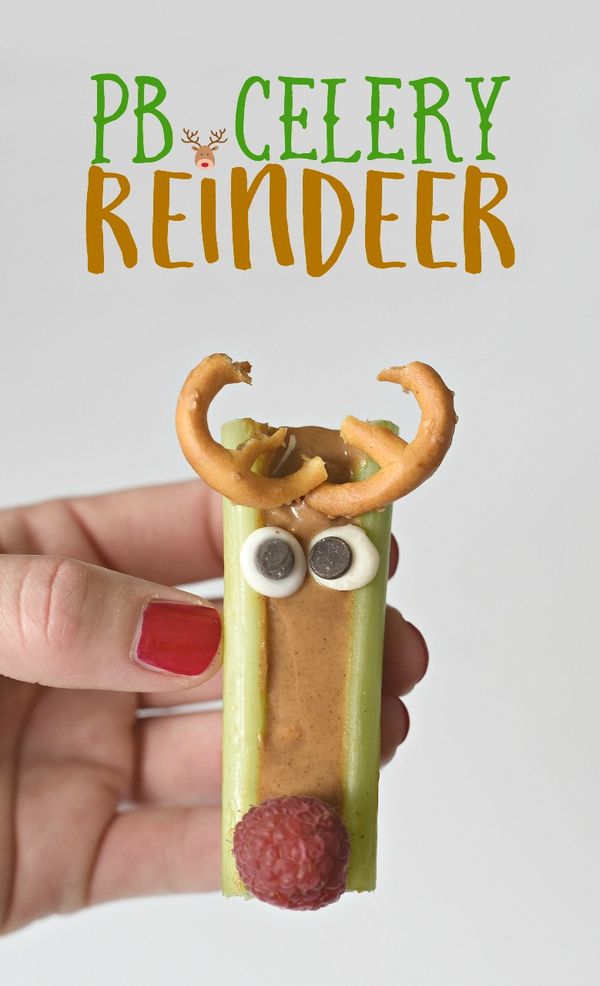 Peanut Butter Celery Reindeer Sticks