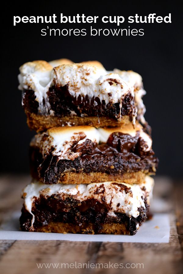 Peanut Butter Cup Stuffed S'mores Brownies