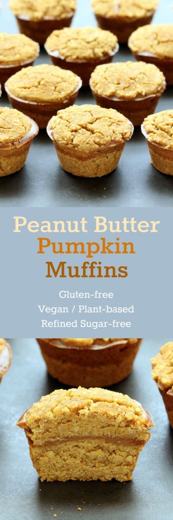 Peanut Butter Pumpkin Muffins (Gluten-free, Plant-based, Refined Sugar-free