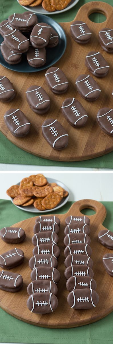 Peanut Butter Stuffed Chocolate Footballs