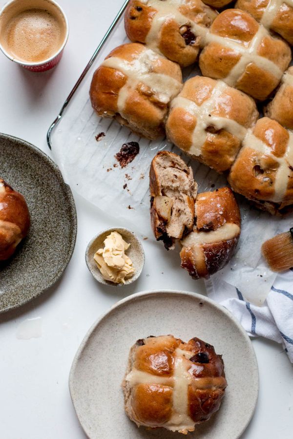 Pear & Chocolate Hot Cross Buns