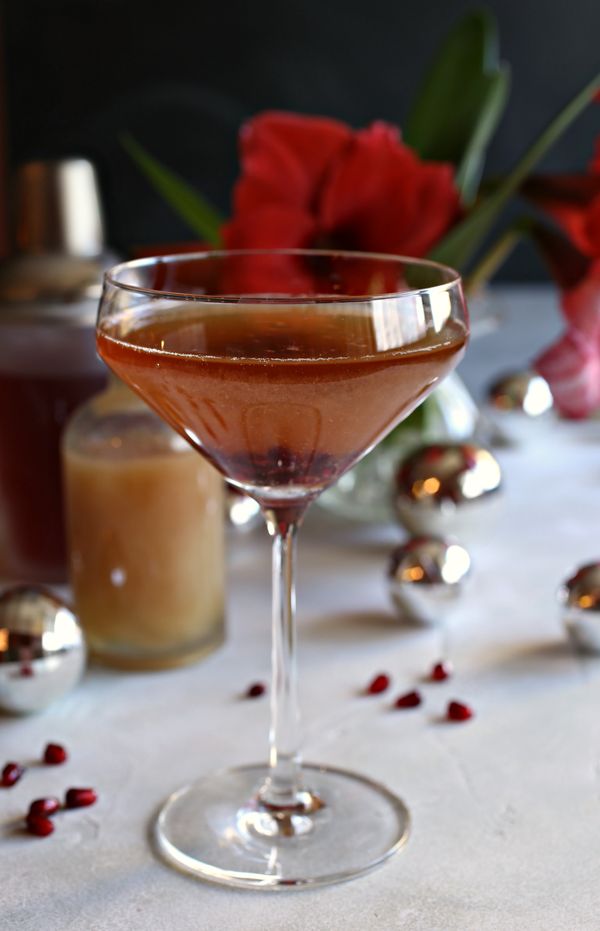 Pear and Pomegranate Champagne Shrub