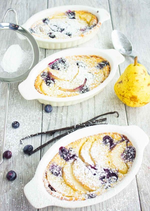 Pear Blueberry Vanilla Clafoutis