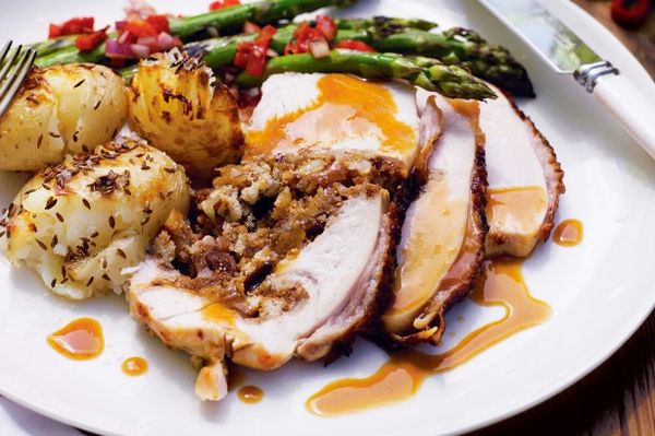 Pecan-and-fig-stuffed turkey breast