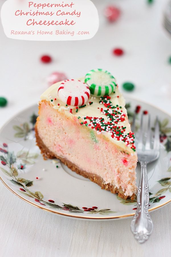 Peppermint Christmas candy cheesecake