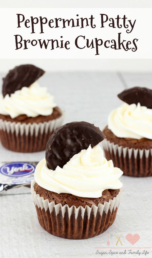 Peppermint Patty Brownie Cupcakes