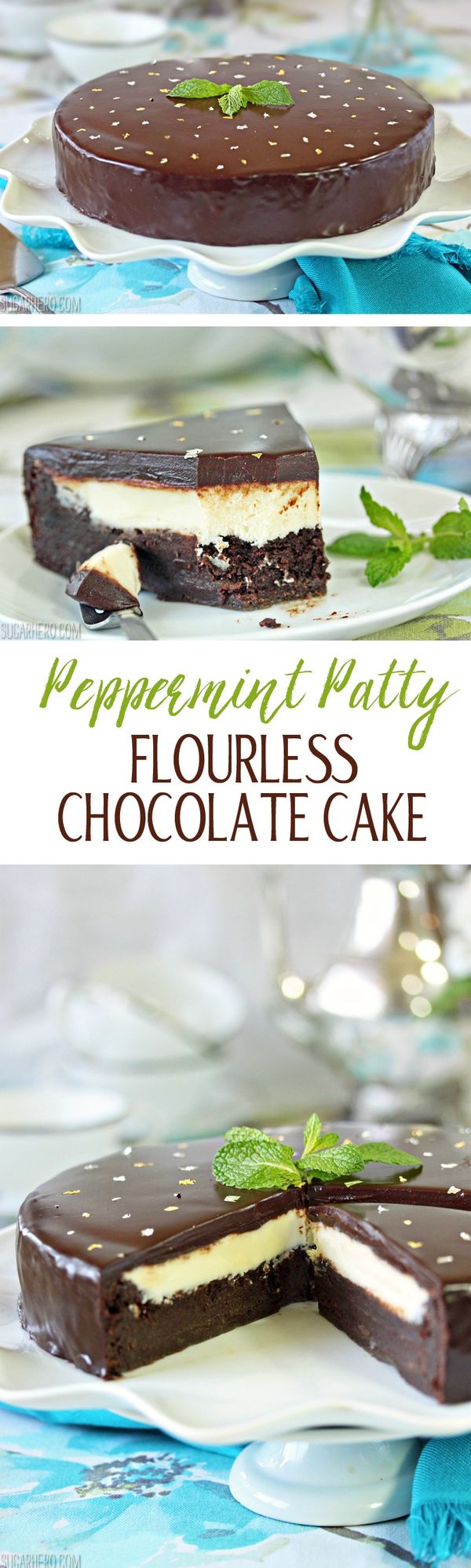 Peppermint Patty Flourless Chocolate Cake