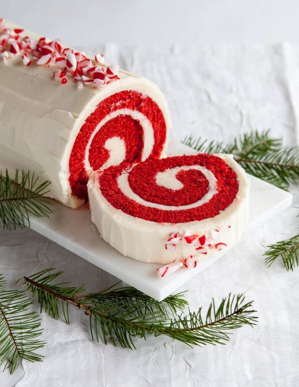 Peppermint Red Velvet Cake Roll