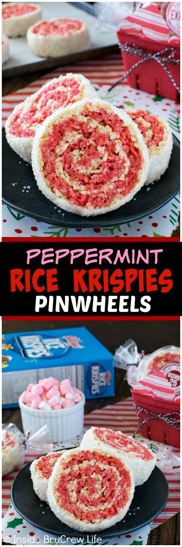 Peppermint Rice Krispies Pinwheels