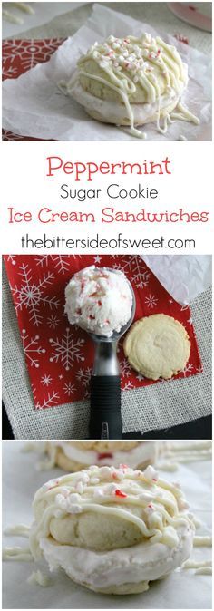 Peppermint Sugar Cookie Ice Cream Sandwiches