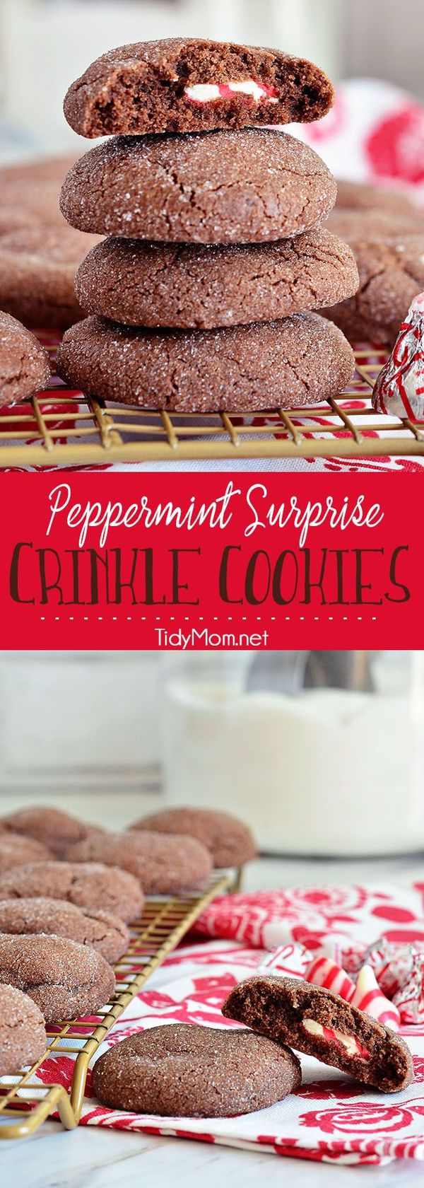 Peppermint Surprise Crinkle Cookies