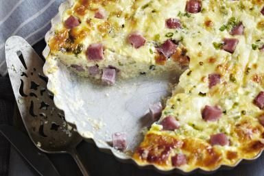 Perfectly Fluffy Swiss Cheese and Ham Quiche