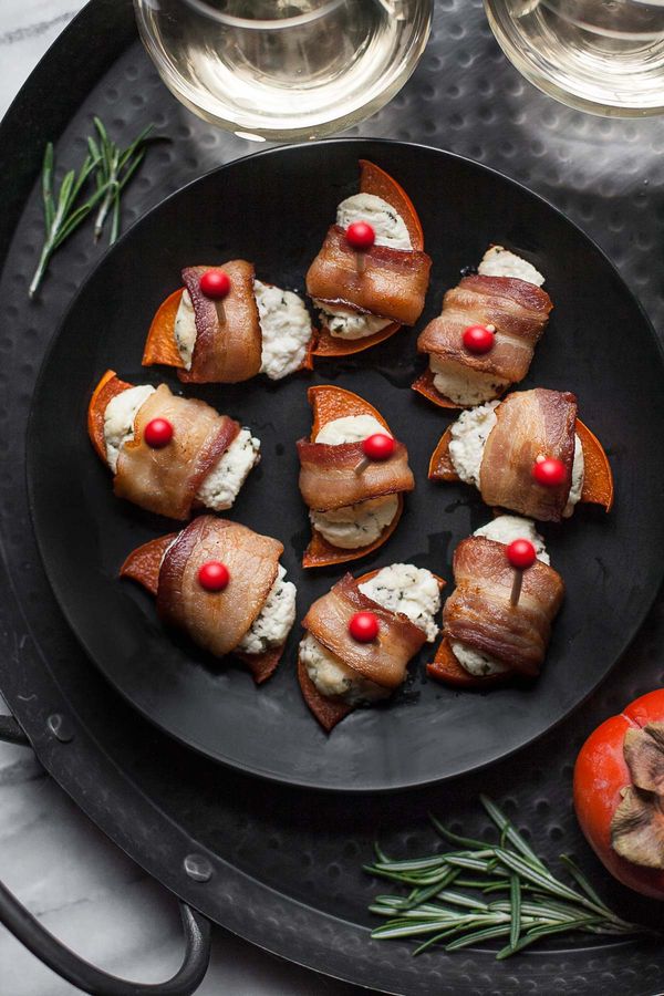 Persimmon & Bacon Bites with Rosemary Goat Cheese