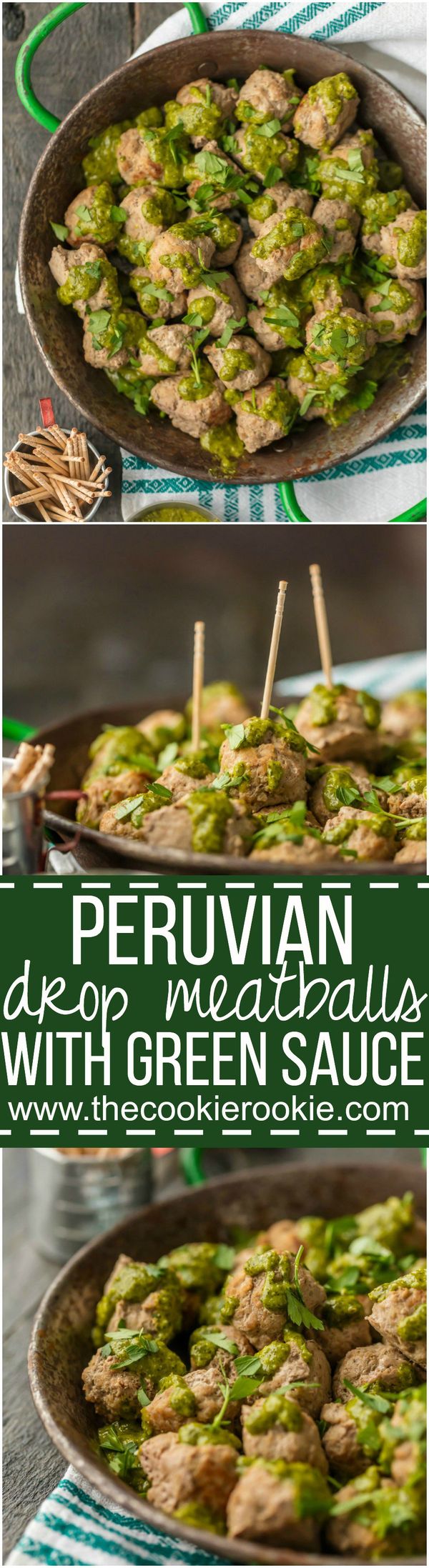 Peruvian Drop Meatballs with Green Sauce