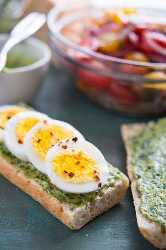 Pesto and Egg Baguette Sandwich