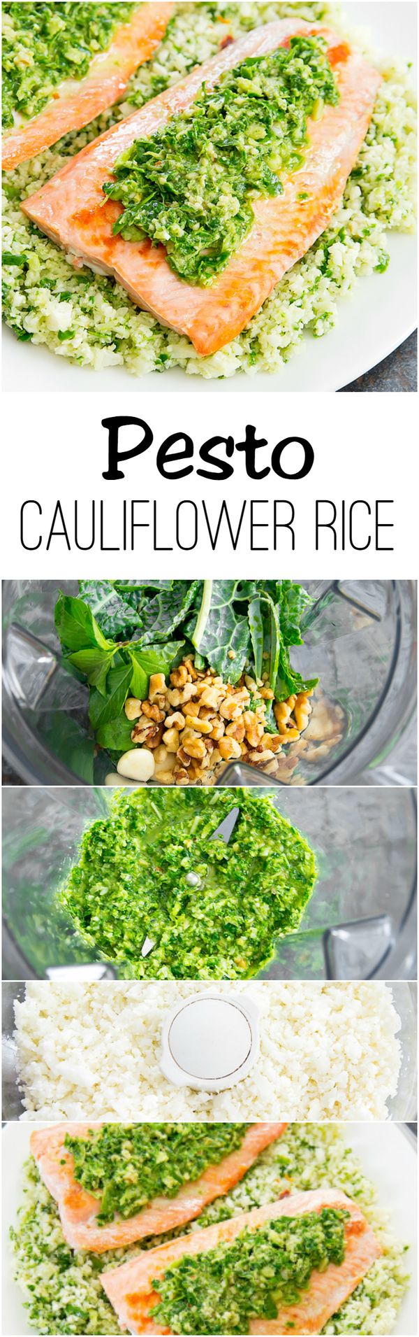 Pesto Cauliflower Rice with Salmon