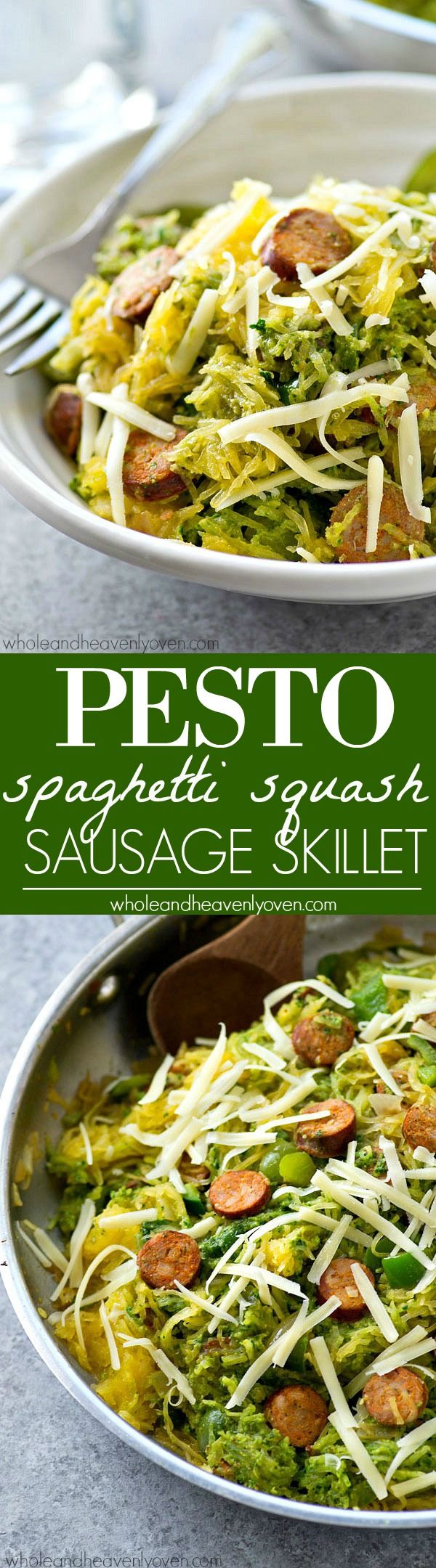 Pesto Spaghetti Squash Sausage Skillet