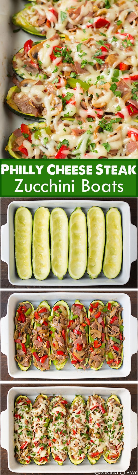 Philly Cheese Steak Zucchini Boats