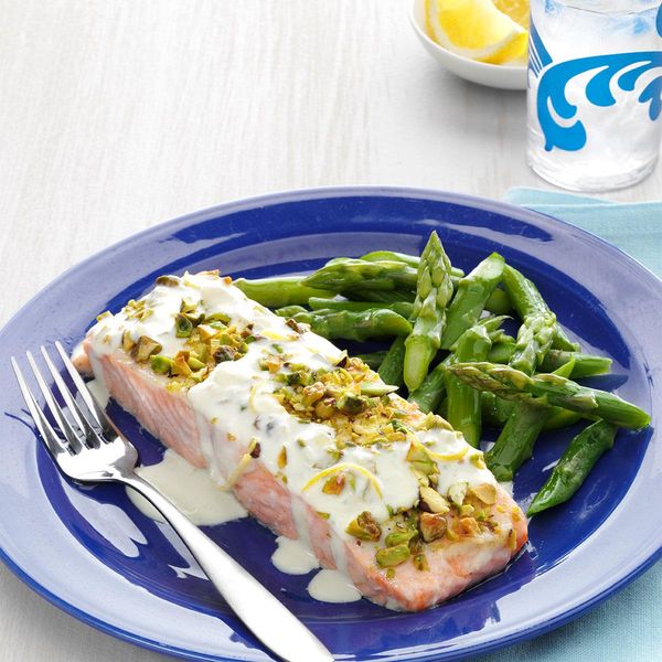 Pistachio-Crusted Salmon with Lemon Cream Sauce