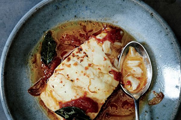 Poached Cod with Tomato and Saffron