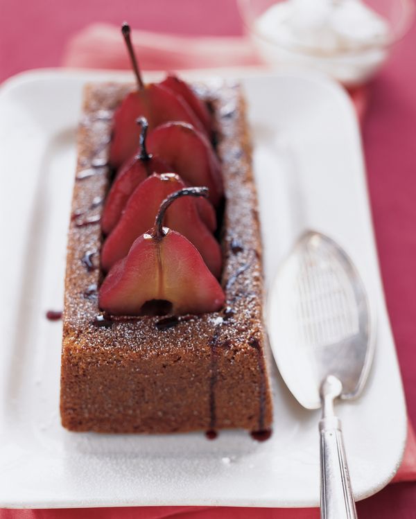 Poached Pears with Gingerbread