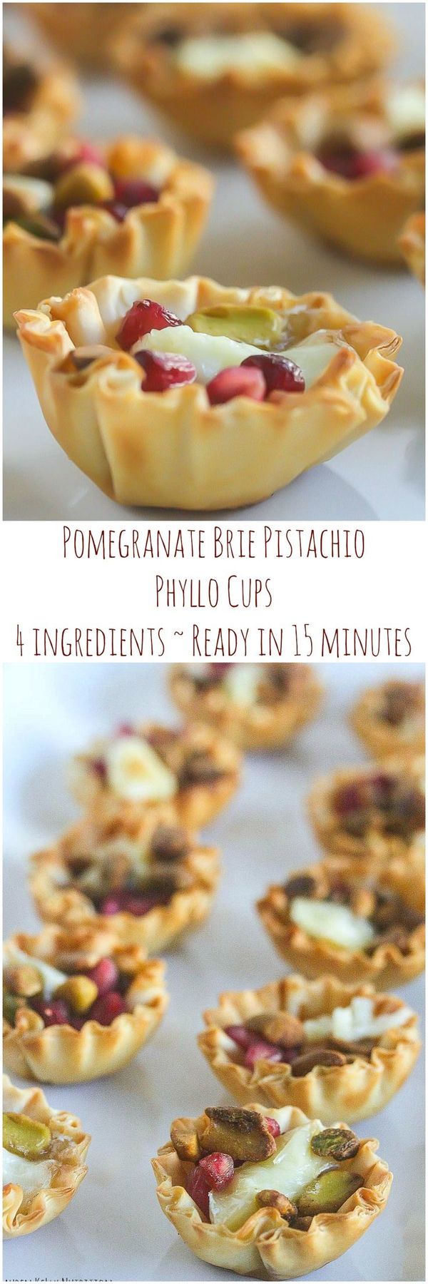 Pomegranate Brie Pistachio Phyllo Cups