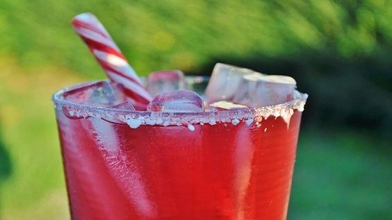 Pomegranate Peppermint Ginger Fizz with Peppermint Sugar Rims