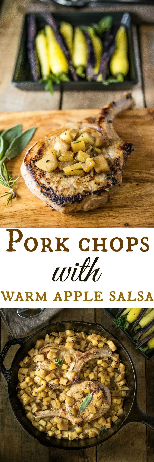 Pork chops with warm apple salsa