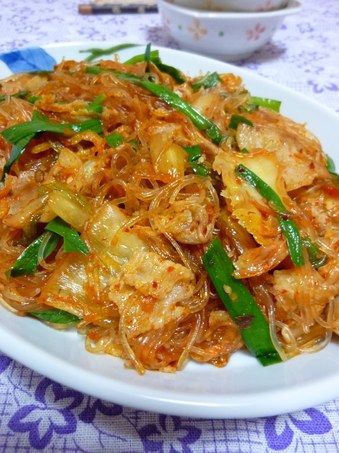 Pork, Kimchi and Cellophane Noodles Stir-fry