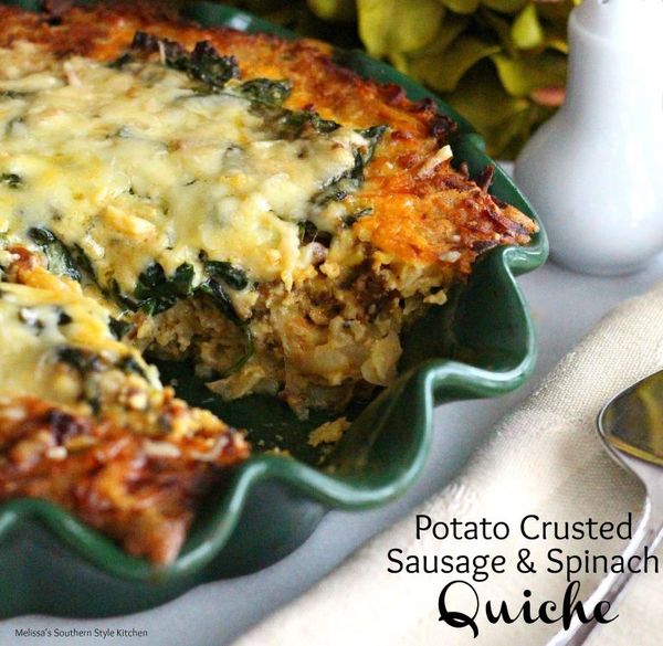 Potato Crusted Sausage And Spinach Quiche