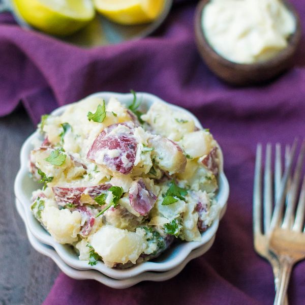 Potato salad with homemade mayonnaise