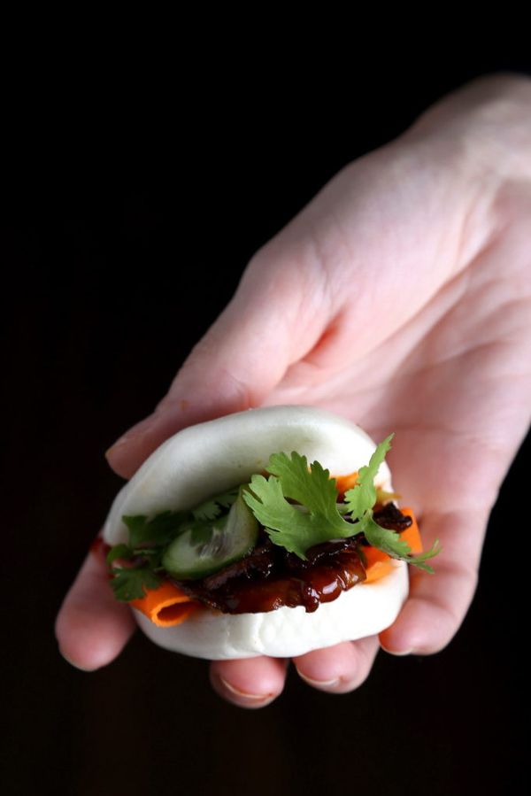 Pressed Maitake Buns with Gochujang-Hoisin Glaze