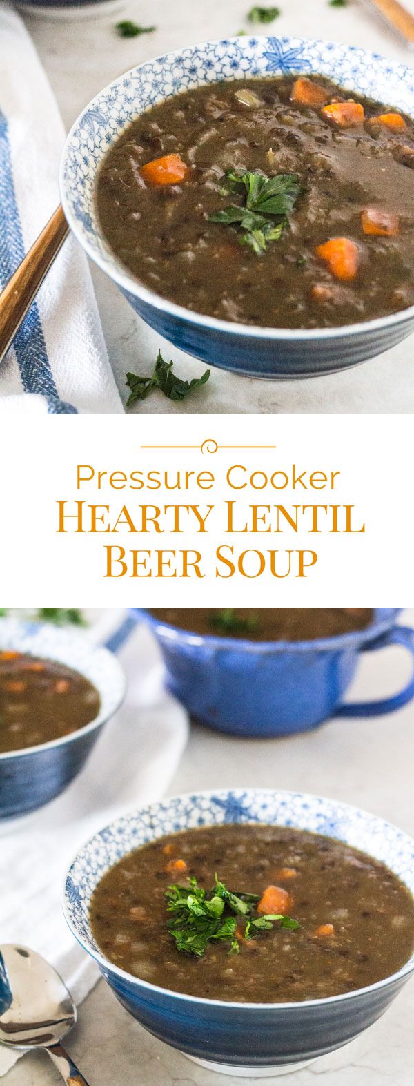 Pressure Cooker Hearty Lentil Beer Soup