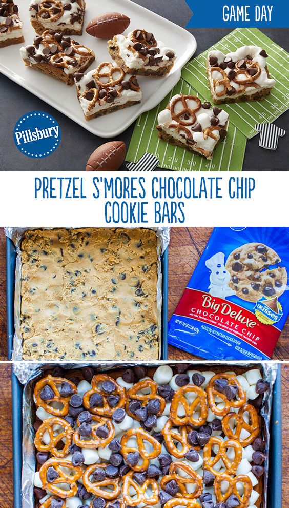 Pretzel S’mores Chocolate Chip Cookie Bars