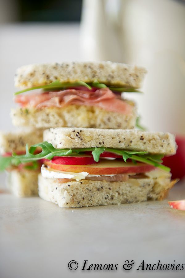 Prosciutto, Apple and Brie Tea Sandwiches with Sage Butter