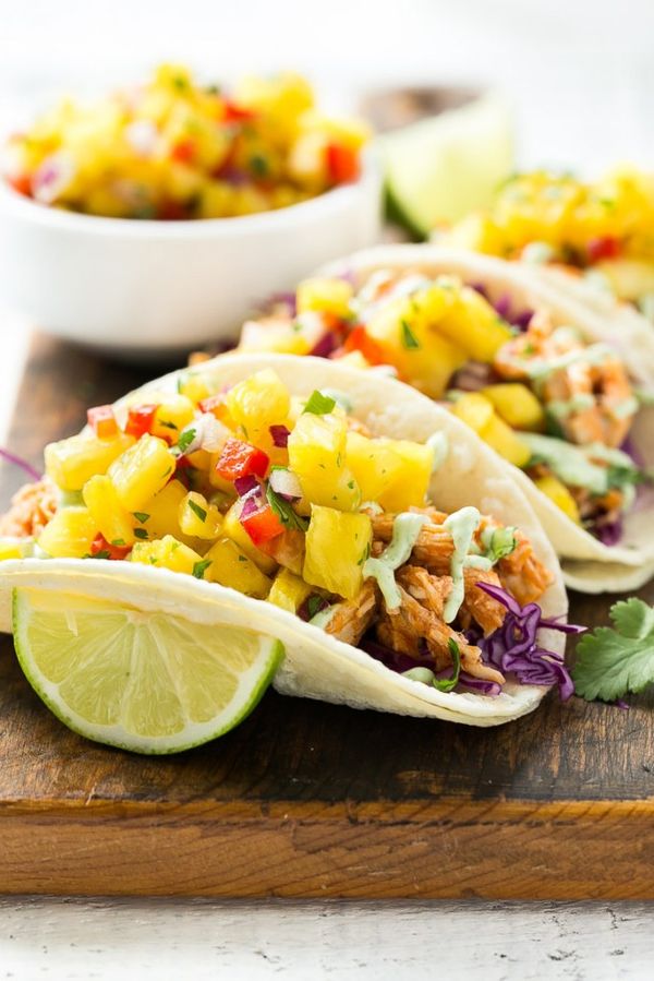 Pulled Chicken Tacos with Pineapple Salsa