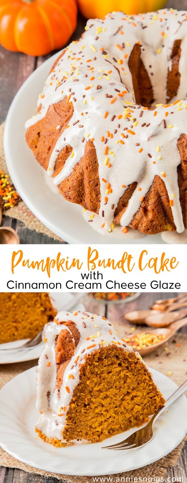 Pumpkin Bundt Cake with Cinnamon Cream Cheese Glaze