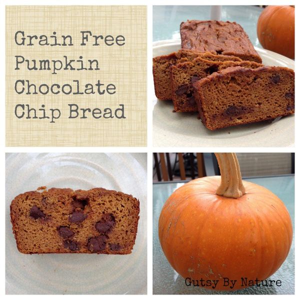 Pumpkin Chocolate Chip Bread (Grain Free, Dairy Free, Nut Free