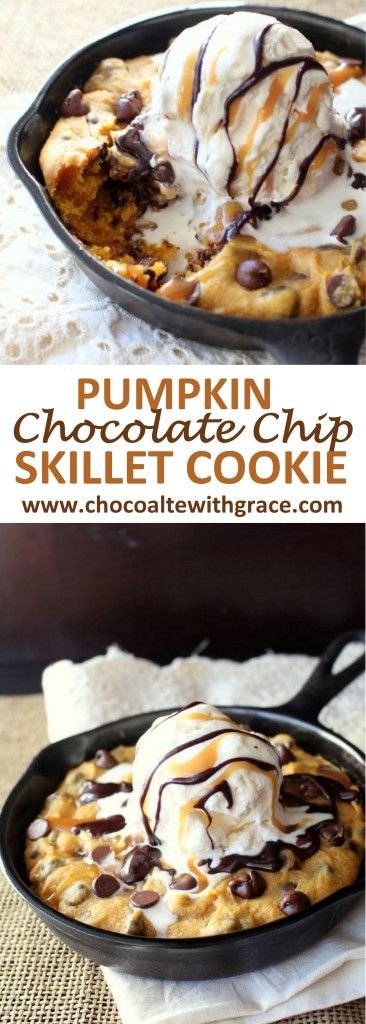 Pumpkin Chocolate Chip Skillet Cookie