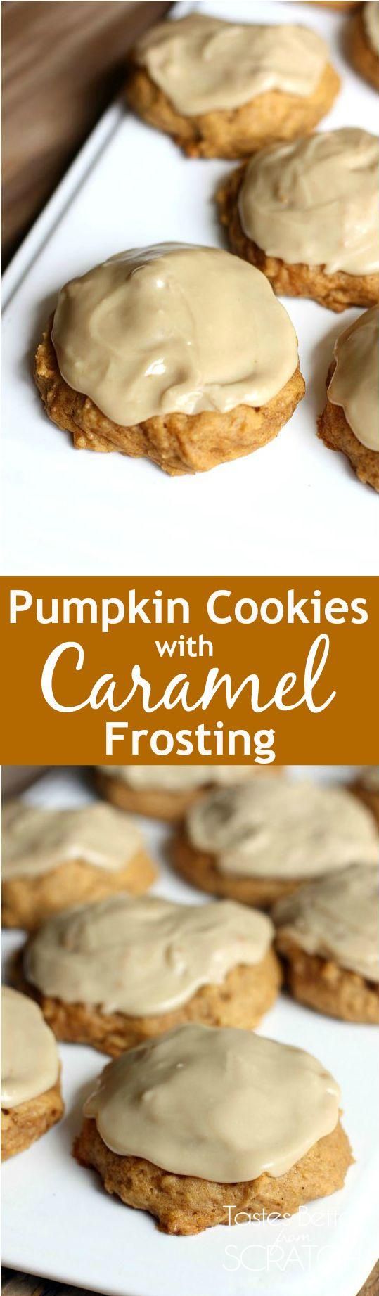 Pumpkin Cookies with Caramel Frosting