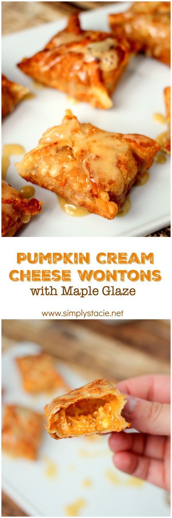 Pumpkin Cream Cheese Wontons with Maple Glaze