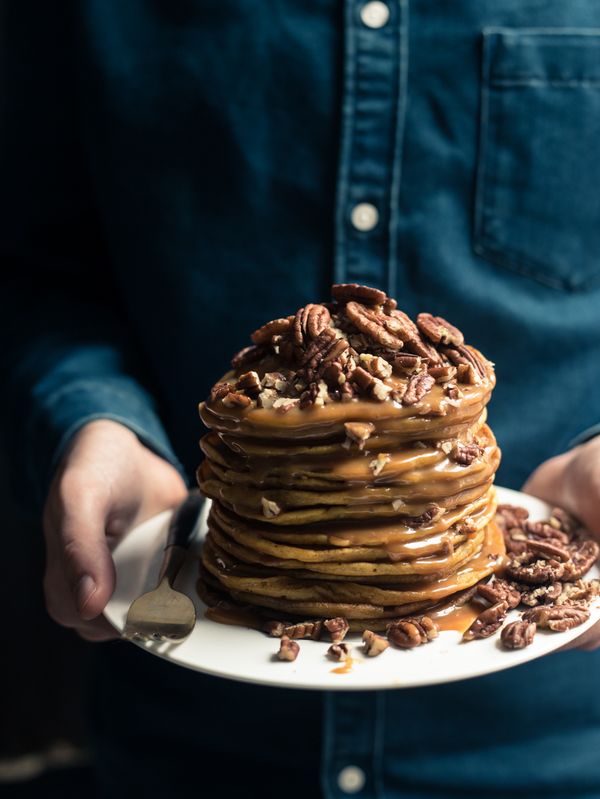 Pumpkin Pancakes, Salted Caramel & Pecans