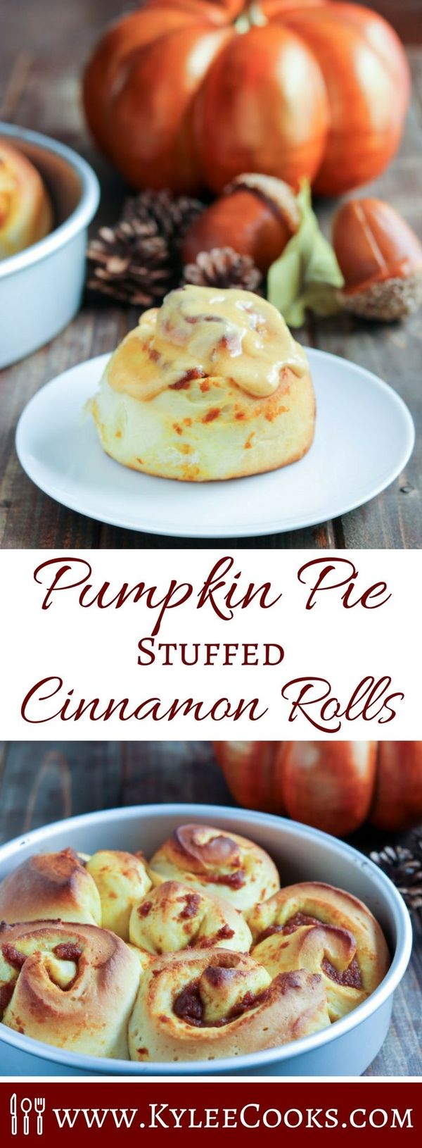 Pumpkin Pie Stuffed Cinnamon Rolls #breadbakers