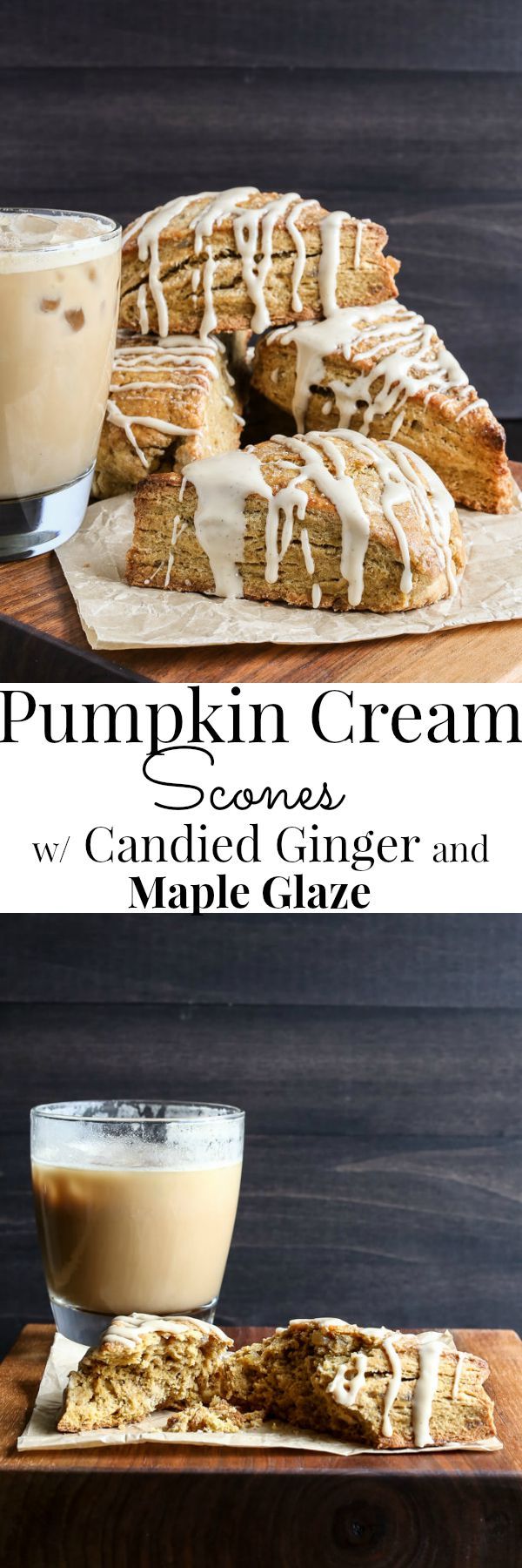 Pumpkin Scones with Candied Ginger and Maple Glaze