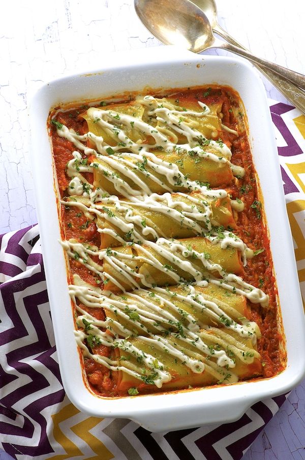 Pumpkin Stuffed Green Lentil Cannelloni