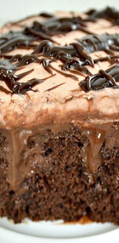 Quadruple Chocolate Poke Cake aka Death By Chocolate Poke Cake