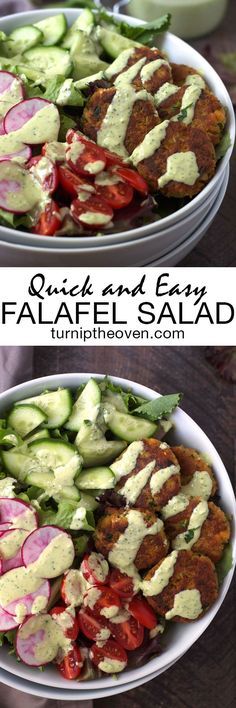 Quick and Easy Falafel Salad with Tahini Lime Dressing