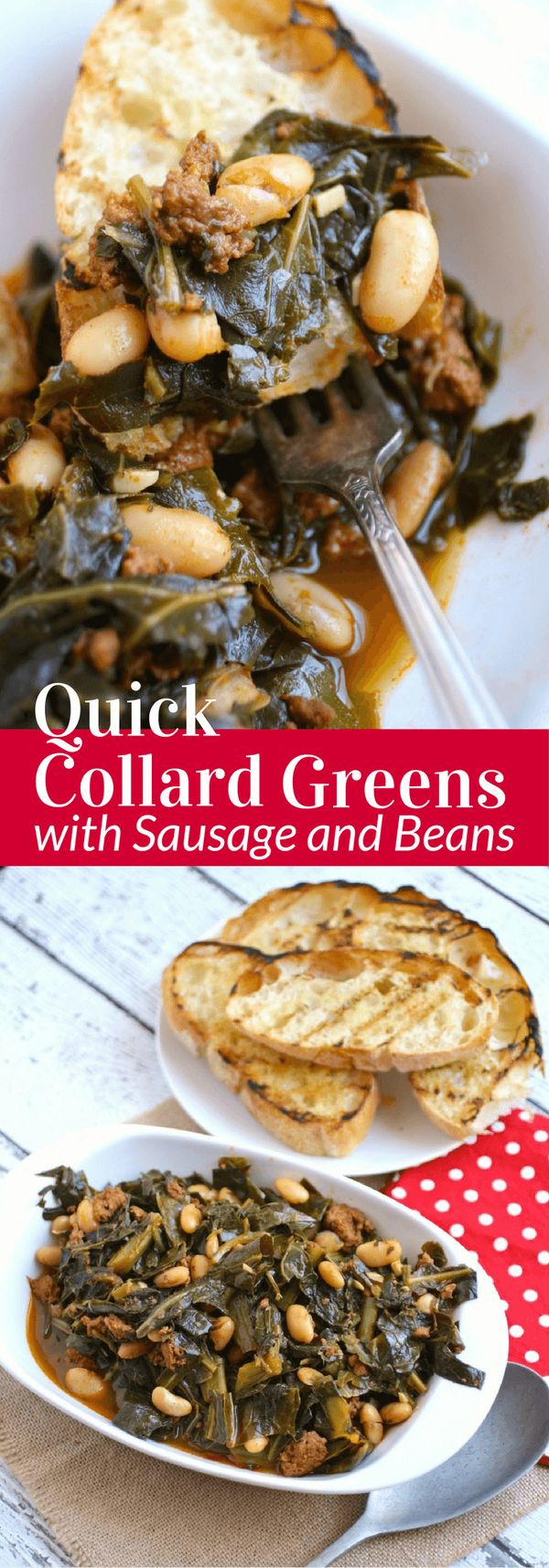 Quick Collard Greens with Sausage and Beans